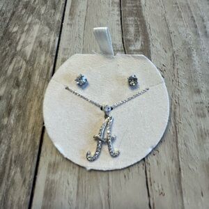 Kohl's Silver Initial Necklace and Earring Set